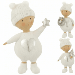 J-Line beeld kerst kind wit 17 cm 3 assorti
