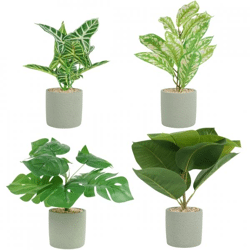 Artificial plant in cement pot 4 assorted 35 cm