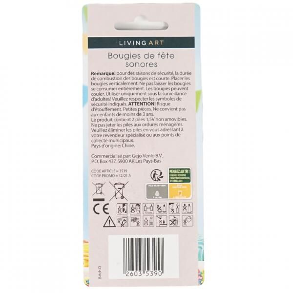 Livingart Geburtstagskerzen mit Musik Verpackung Französisch auf Batterie 12 cm