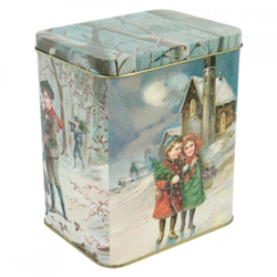 Metalen blik kerst winter tafereel 17 cm