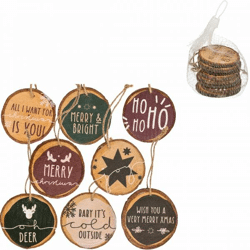 Out of the Blue Christmas hanger wood 7.5 cm set of 8