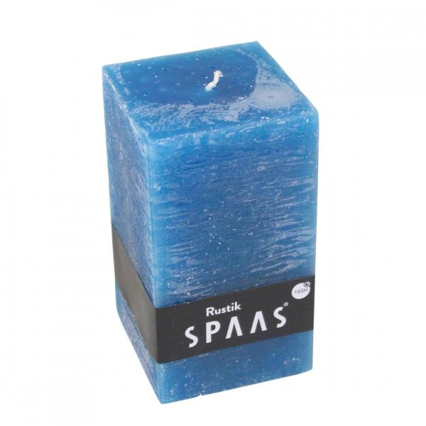 (R) Spaas Block Kerze Rustikales Quadrat blau 7 x 13 cm.