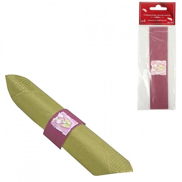 Serviettenring Fleurs Papier antik-rosa Satz von 6