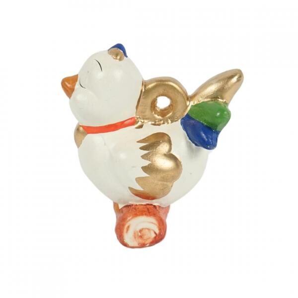 Statue Huhn am Stock weiß 8 cm