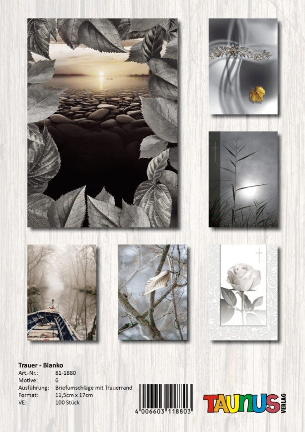 Trauerkarte - 100 St&uuml;ck - 6 Motive