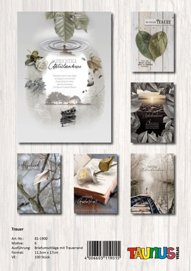 Funeral card - 100 pieces - 6 motifs