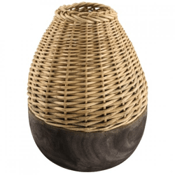 Vase Paulownia Holz schwarz/natürlich 38 cm