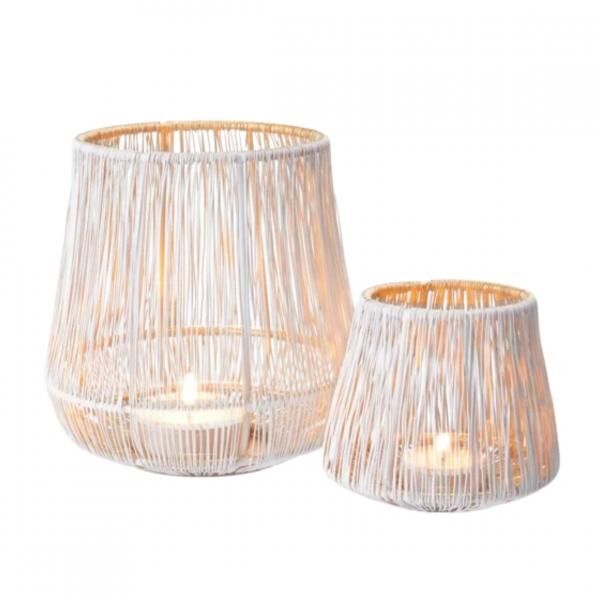 Windlicht Metall weiß/gold 15 cm 2er Set