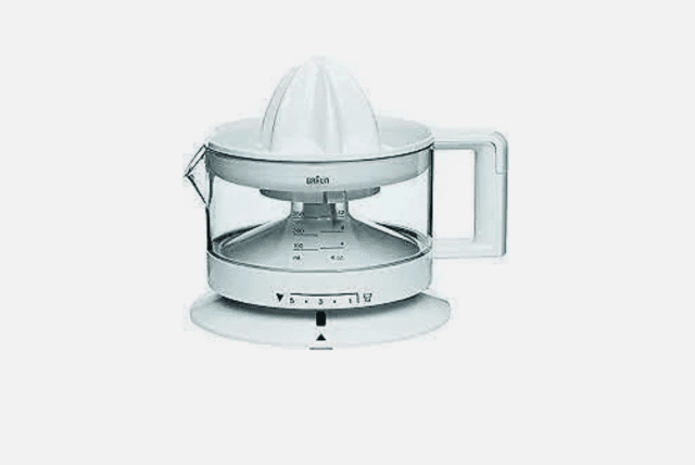 BRAUN CJ3000 elektrische Zitruspresse in Weiß mit 20W Leistung für die einfache Zubereitung frischer Säfte. Kompaktes Design, spülmaschineng