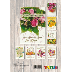 Geburtstagskarten Blumen - 100 Stück - 8 Motive