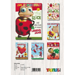 Geburtstagskarten Marienkäfer - 100 Stück - 6 Motive