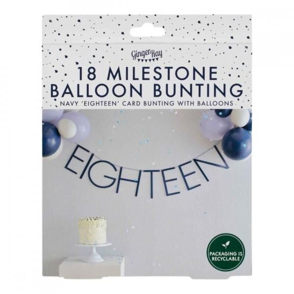 Ginger Ray Buchstabengirlande 18 Jahre mit Luftballons blau Satz von 25