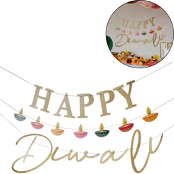 Ginger Ray letterslinger Happy Diwali goudkleurig 4,5 m