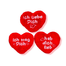 Heart with sayings plush - 3 assorted - 30 x 25 cm