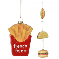 Home & Deco kersthanger Fastfood 11 cm set van 4