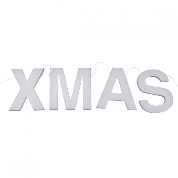 Buchstabengirlande XMAS silber horizontal 85 cm