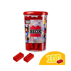 Simba 104118905 - Blox 100 red 8-piece building blocks in a tin (Androni)