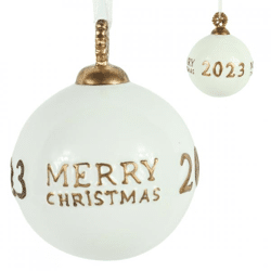 Weihnachtskugel Frohe Weihnachten 2023 Porzellan 11 cm