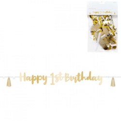 Amscan Buchstabenschnur Happy 1st Birthday goldfarben 1,8 m