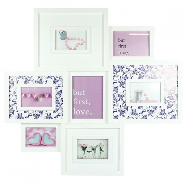 Fotorahmen Collage 7 Fotos weiß 79 cm