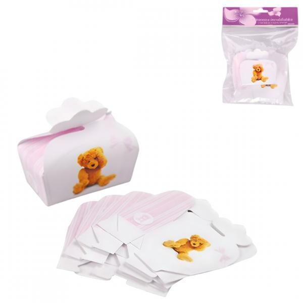 Geschenkpapier Baby-Dusche Teddybär rosa Satz von 5
