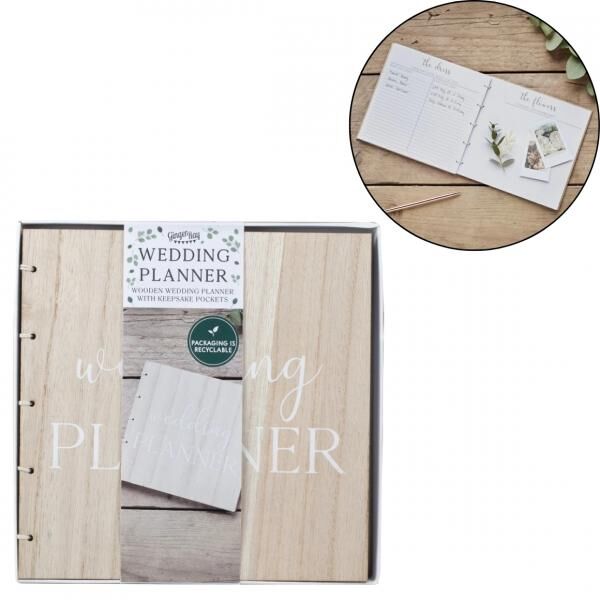 Ginger Ray Hochzeitsplaner Holz 20,5 cm