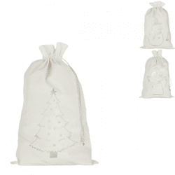 J-Line Geschenktüte Weihnachten Samt weiß 7,5 cm 3 sortiert