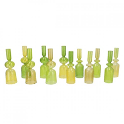 Kerzenhalter grün/gelb 18,5 cm 12 Stück sortiert