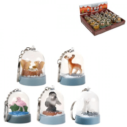 Kikkerland sleutelhanger sneeuwbol dieren 5 cm 5 assorti B-keus