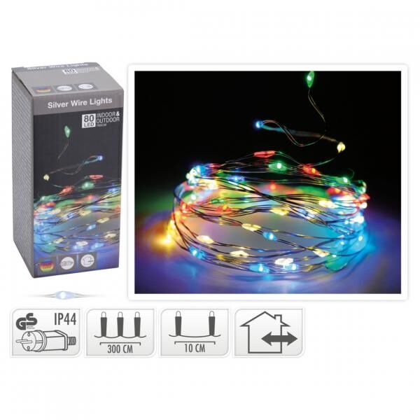 Lichterkette 80 LED EU Stecker mehrfarbig 790 cm