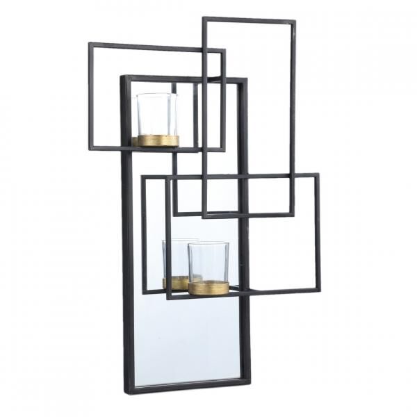 PTMD Wandregal Teelichthalter Erico schwarz 54 cm