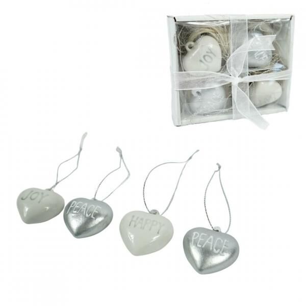 (R) Pendants heart with text 4 cm set of 4