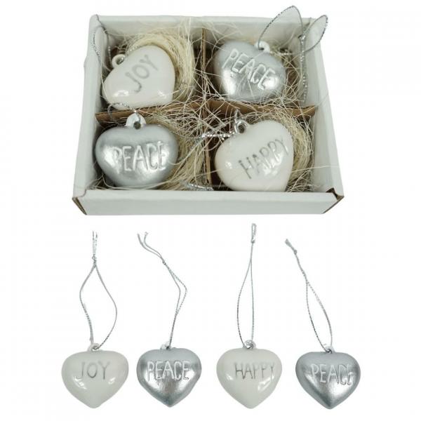 (R) Pendants heart with text 4 cm set of 4