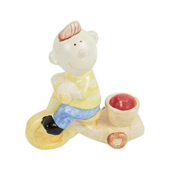 Statue boy on bicycle with candle 13 cm