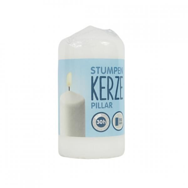 Stumpfe Kerze weiß 6 x 11 cm