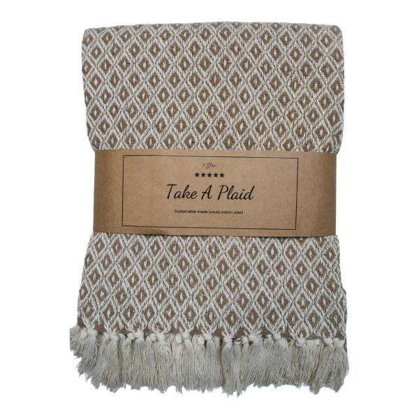 Take a Plaid 56 recycelte Baumwolle beige 130 x 180 cm