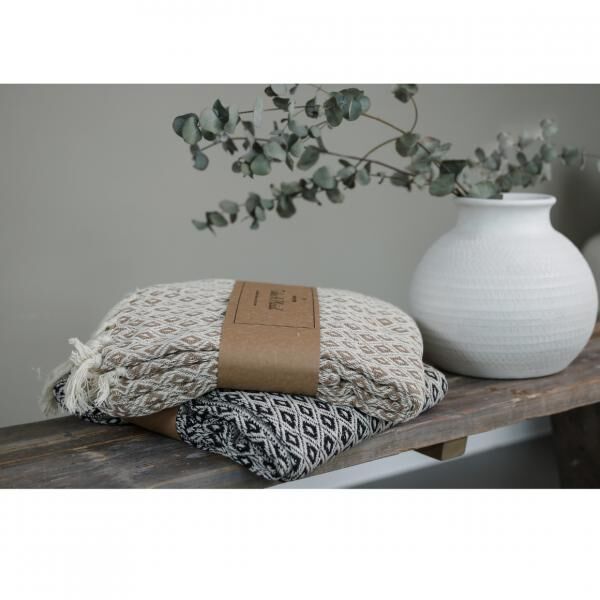 Take a Plaid 56 recycelte Baumwolle beige 130 x 180 cm