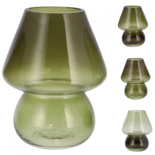 Vase Bicolore Pilz grün 15 cm 4 Stück sortiert