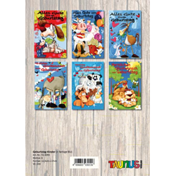 Geburtstagskarten Kinder - 100 Stück - 6 Motive