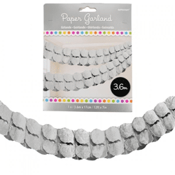Partygirlande Papier silber 360 cm