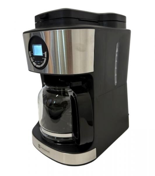 Warenkraft Kaffeemaschine mit Mahlwerk 1,8L &ndash; 2-in-1 Bohnen & Pulver, 12 Tassen, LCD & Timer