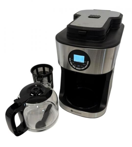 Warenkraft Kaffeemaschine mit Mahlwerk 1,8L &ndash; 2-in-1 Bohnen & Pulver, 12 Tassen, LCD & Timer