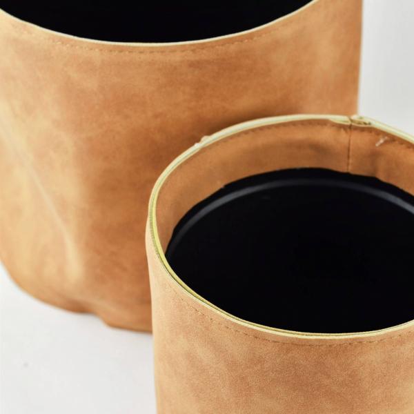 Blumentopf in Lederoptik cognacbraun 21,5 cm 2er Set