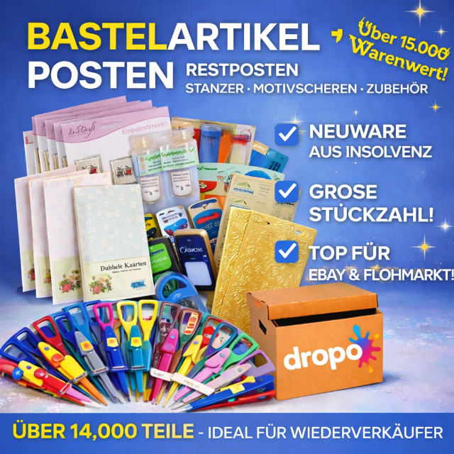 Großer Bastelartikel-Posten aus Insolvenz – ca. 14.000 Teile – ideal für Wiederverkäufer