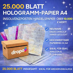 Großer Bastelpapier-Posten aus Insolvenz – ca. 25.000 Blatt holografisches Papier A4