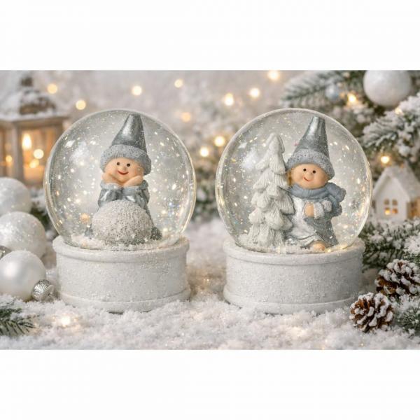 J-Line Schneekugel Engel 12 cm 2 Stück sortiert