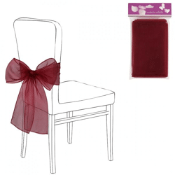 Party decoration chair bow organza bordeaux set of 2