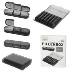 Pillenbox, Wochenoragnizer, grau, ca. 12x16cm