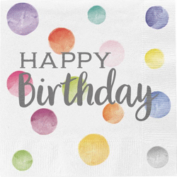 Servietten, Happy Birthday Punkte, 20er Pack