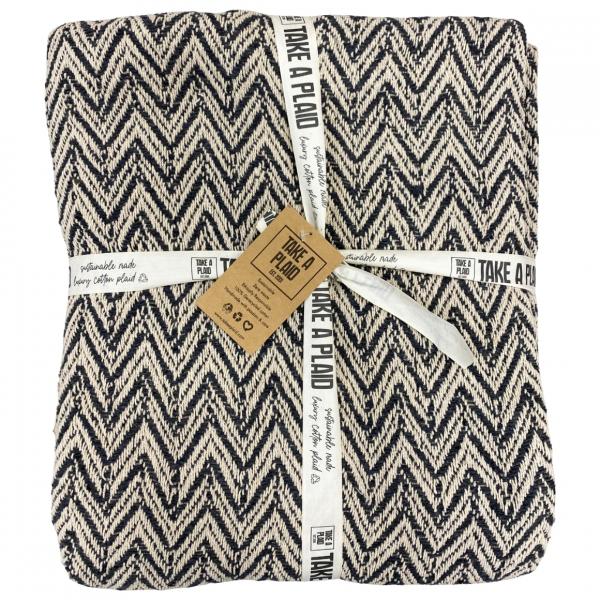 Take a Plaid 21 recycelte Baumwolle schwarz 125 x 150 cm